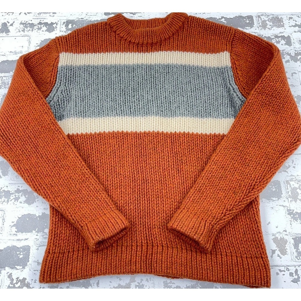 Vintage American Eagle Sweater Women Large Orange Chunky Bulky Wool Knit Y2K AEO
